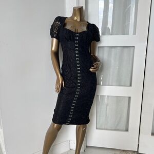 PrettyLittleThing Black Lace Midi Dress